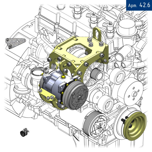 Кронштейн компрессора для Sollers SF5 TDi 2.7L АКПП с А/С, под компрессор SD5H14, ТМ-16